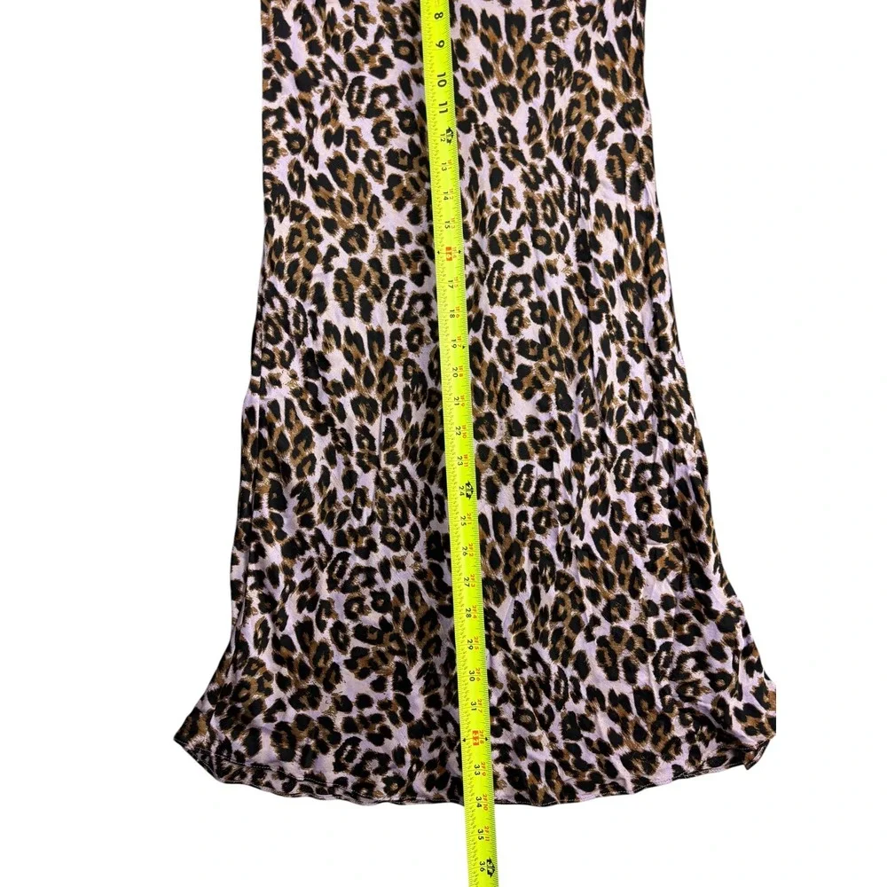 Urban Outfitters Lilac Leopard Print Satin Midi Slip Skirt Purple Brown Small - Picture 7 of 10